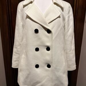 Talbots Ivory Double-Breasted Pea Coat